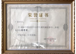 2016年铁西区中小学生健美操比赛中，荣获初中组
特等奖